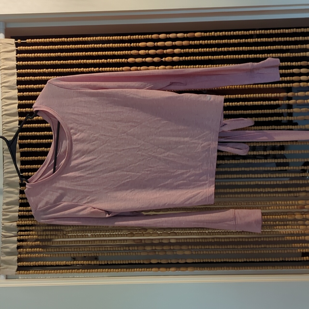 Pink open back ballerina yoga top